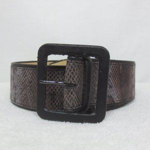 New Private Label Belt Gray Black Brown Faux Snakeskin on Leather Strap Size M